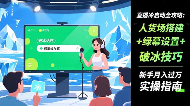 直播冷启动全攻略:人货场搭建+绿幕设置+破冰技巧，新手月入过万实操指南-乐码云集