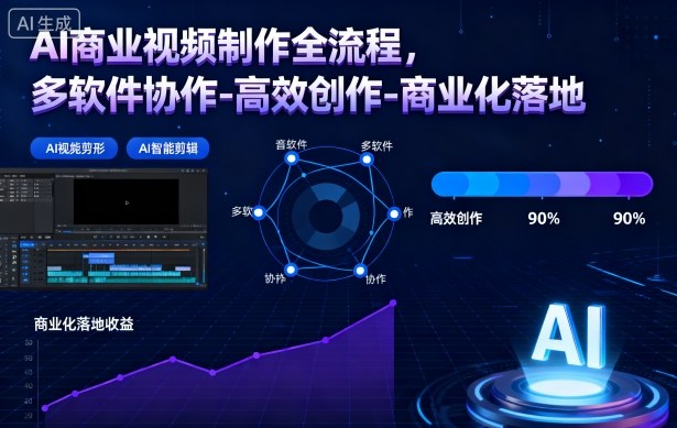 AI商业视频制作全流程，多软件协作-高效创作-商业化落地-乐码云集