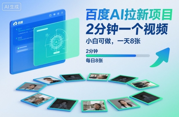 百度AI拉新项目，2分钟一个视频，小白可做，一天8张【附案例+保姆级教程】-乐码云集