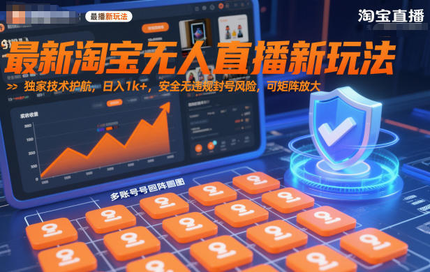最新淘宝无人直播新玩法，独家技术护航，日入1k+，安全无违规封号风险，可矩阵放大【揭秘】-乐码云集
