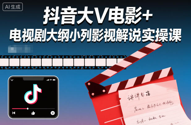 抖音大V电影+电视剧大纲小列影视剧解说实操课-乐码云集