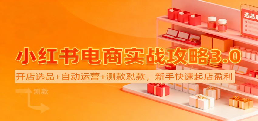 小红书电商实战攻略3.0：开店选品+自动运营+测款怼款，新手快速起店盈利-乐码云集
