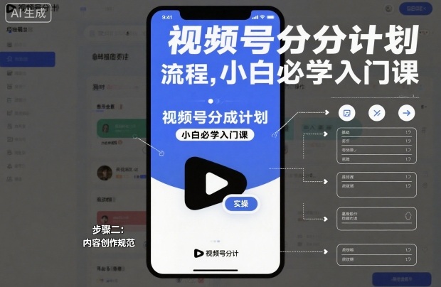 视频号分成计划实操流程，小白必学入门课-乐码云集