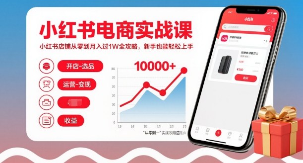 小红书电商实战课，小红书店铺从零到月入过1W全攻略，新手也能轻松上手-乐码云集
