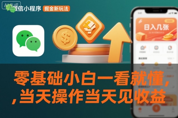 微信小程序掘金新玩法，日入几张，零基础小白一看就懂，当天操作当天见收益【揭秘】-乐码云集