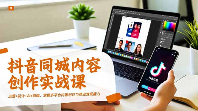抖音同城内容创作实战课，运营+设计+AI+剪辑，掌握多平台内容创作与商业变现能力-乐码云集