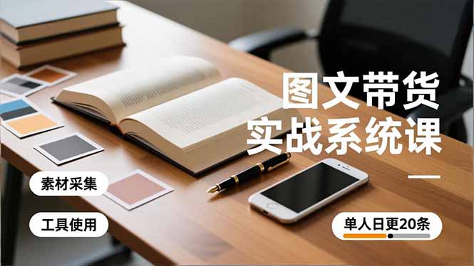 图文带货实战系统课，工具使用、素材采集、防同质化，单人日更20条月入3w+-乐码云集