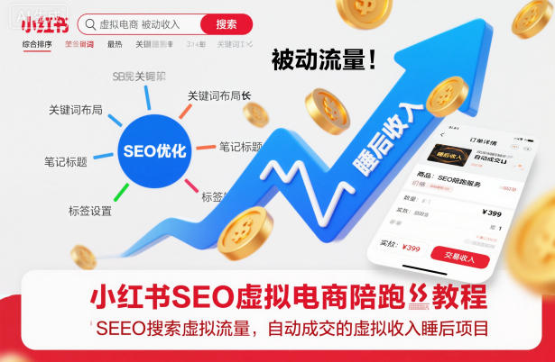 小红书SEO虚拟电商陪跑教程，实现seo搜索被动流量，自动成交的被动收入睡后项目-乐码云集
