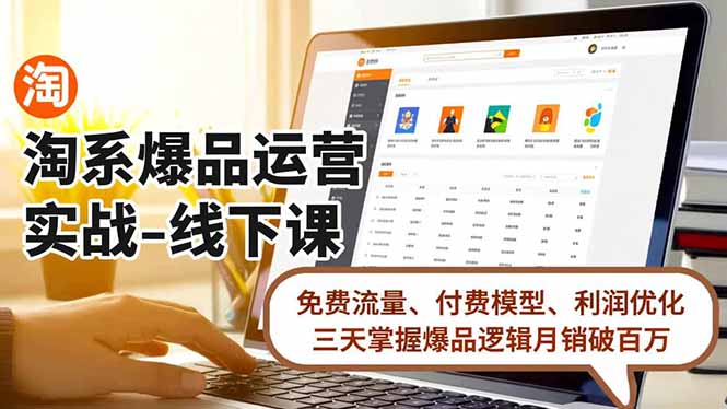 淘系爆品运营实战-线下课，免费流量、付费模型、利润优化，三天掌握爆品逻辑月销破百万-乐码云集