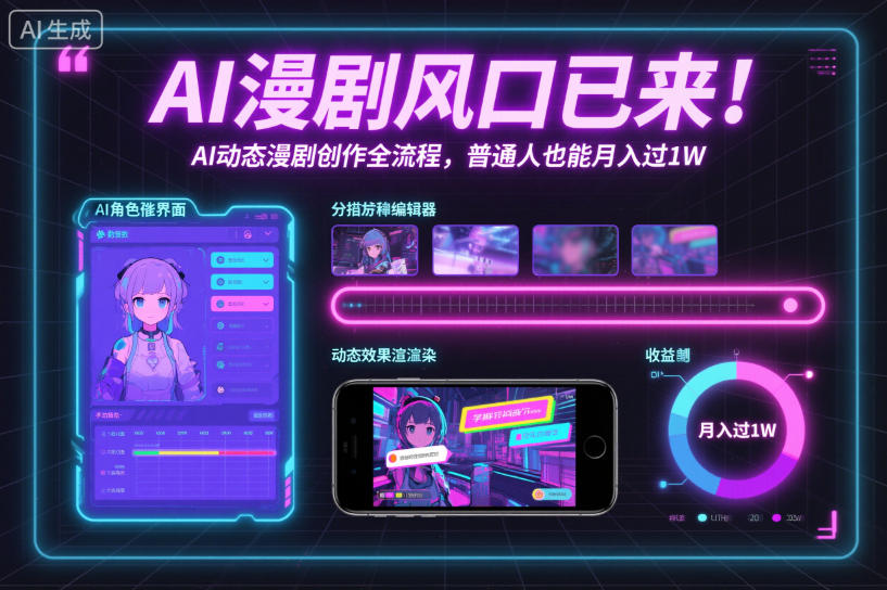 AI漫剧风口已来！AI动态漫剧创作全流程，普通人也能月入过1W-乐码云集