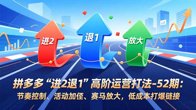 拼多多“进2退1”高阶运营打法-52期：节奏控制、活动加权、赛马放大，低成本打爆链接-乐码云集