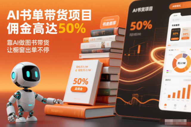 AI书单带货项目，佣金高达50%，靠AI做图书带货，让橱窗出单不停，轻松月入1W-乐码云集
