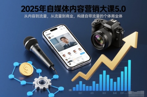 2025年自媒体内容营销大课5.0，从内容到流量，从流量到商业，构建自带流量的个体商业体-乐码云集