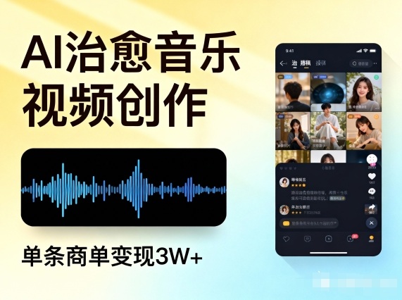 AI做治愈音乐视频，多平台投稿，单条商单变现3W+-乐码云集