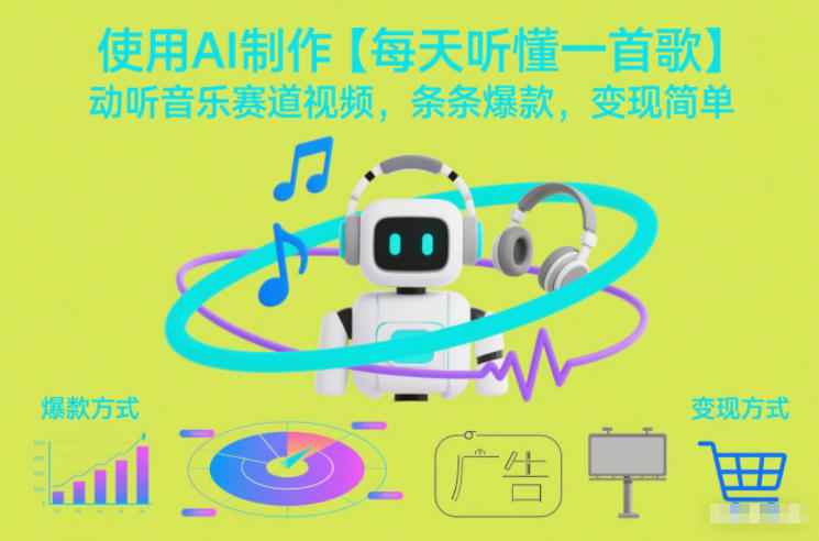 使用AI制作【每天听懂一首歌】动听音乐赛道视频，条条爆款，变现简单-乐码云集
