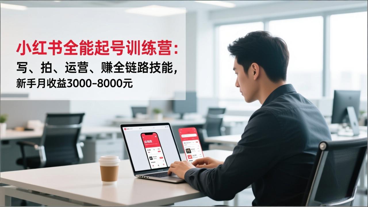 小红书全能起号训练营：写、拍、运营、赚全链路技能，新手月收益3000-8000元-乐码云集