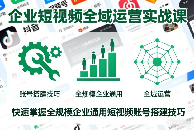 企业短视频全域运营实战课，快速掌握全规模企业通用短视频账号搭建技巧-乐码云集
