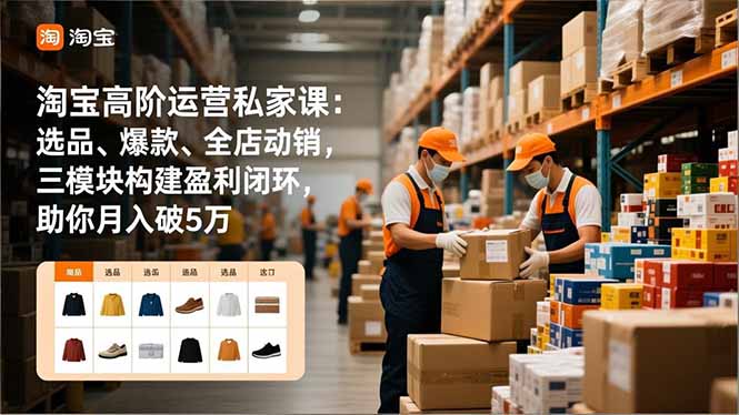 淘宝高阶运营私家课：选品、爆款、全店动销，三模块构建盈利闭环，助你月入破5万-乐码云集