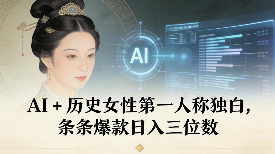 AI+历史女性第一人称独白，条条爆款日入三位数-乐码云集