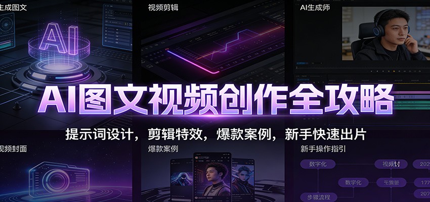 AI图文视频创作全攻略：提示词设计，剪辑特效，爆款案例，新手快速出片-乐码云集