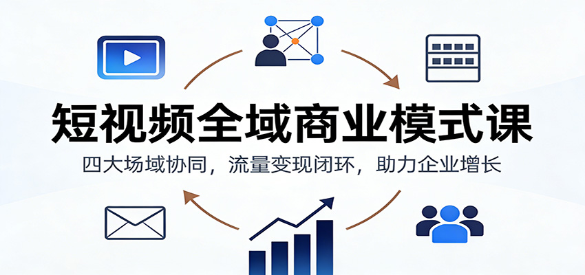 短视频全域商业模式课：四大场域协同，流量变现闭环，助力企业增长-乐码云集