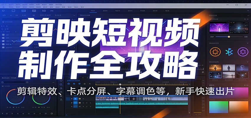 剪映短视频制作全攻略：剪辑特效、卡点分屏、字幕调色等，新手快速出片-乐码云集