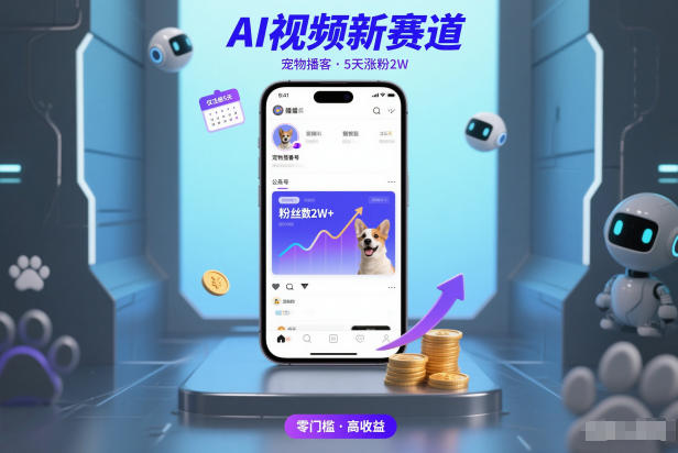 AI视频新赛道，宠物播客仅注册5天涨粉2W，收益非常可观-乐码云集