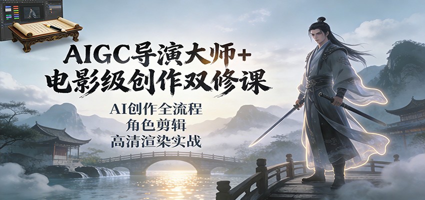 AIGC导演大师+电影级创作双修课：AI创作全流程、角色剪辑、高清渲染实战-乐码云集