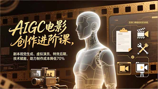 AIGC电影创作进阶课，剧本视觉生成、虚拟演员、特效后期，技术赋能，助力制作成本降低70%-乐码云集