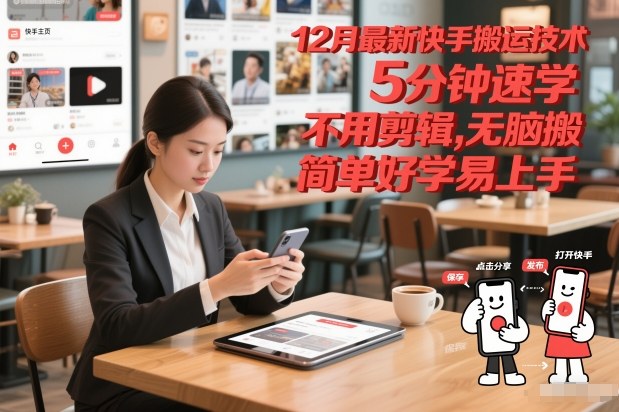 12月最新快手搬运技术，5分钟速学，不用剪辑无脑搬，简单好学易上手-乐码云集