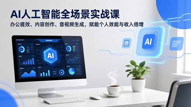 AI人工智能全场景实战课，办公提效、内容创作、音视频生成，赋能个人效能与收入倍增-乐码云集