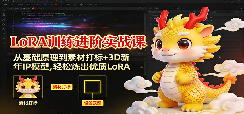 LoRA训练进阶实战课：从基础原理到素材打标+3D新年IP模型，轻松炼出优质LoRA-乐码云集