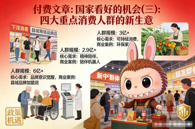 付费文章：国家看好的机会(三)：四大重点消 费人群的新生意-乐码云集