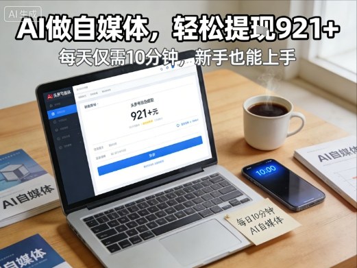 每天花费10分钟，头条号收益921+，用AI做自媒并不难【附视频教程】-乐码云集