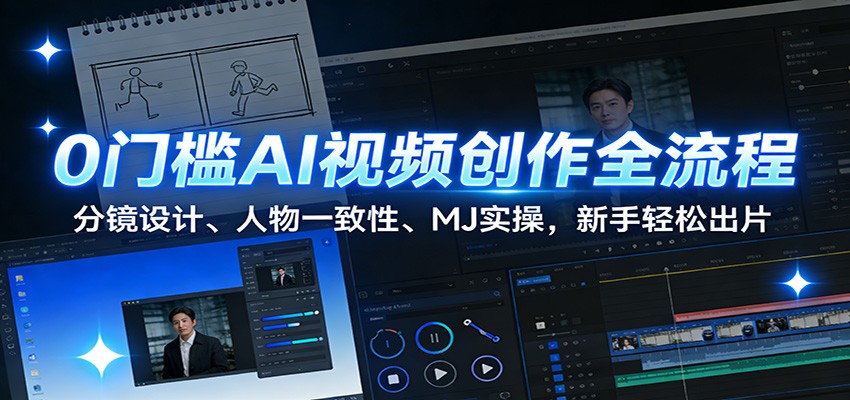 0门槛AI视频创作全流程：分镜设计、人物一致性、MJ实操，新手轻松出片-乐码云集