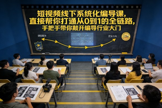 短视频线下系统化编导课，直接帮你打通从0到1的全链路，手把手带你敲开编导行业大门-乐码云集