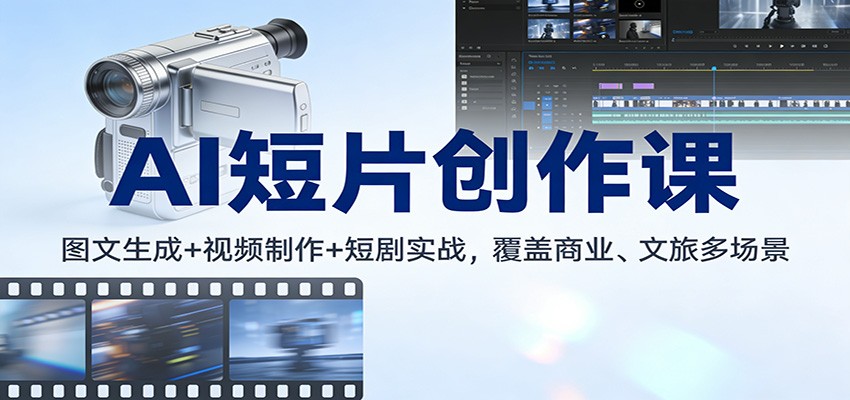 AI短片创作课：图文生成+ 视频制作+短剧实战，覆盖商业、 文旅多场景-乐码云集