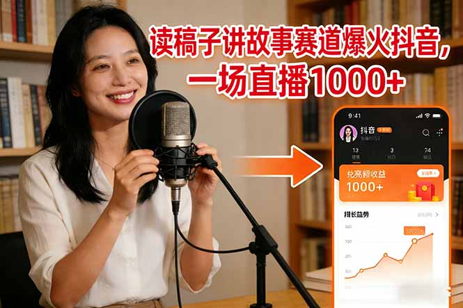 读稿子讲故事赛道爆火抖音，一场直播日入1000+-乐码云集