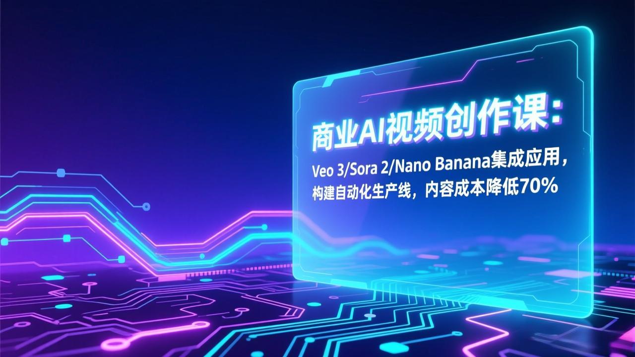 商业AI视频创作课：Veo 3/Sora 2/Nano Banana集成应用，构建自动化生产线，内容成本降低70%-乐码云集