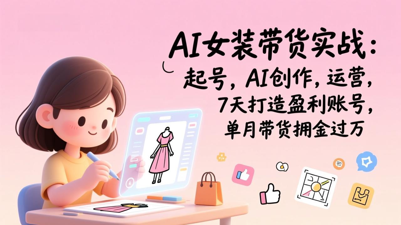 AI女装带货实战：起号，AI创作，运营，7天打造盈利账号，单月带货佣金过万-乐码云集