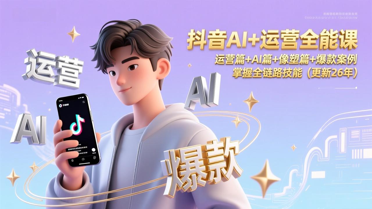 抖音AI+运营全能课，运营篇+AI篇+像塑篇+爆款案例，掌握全链路技能(更新26年-乐码云集