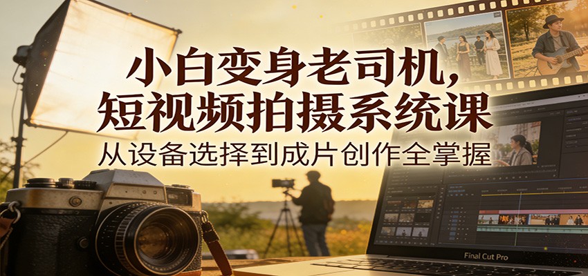 小白变身老司机，短视频拍摄系统课，从设备选择到成片创作全掌握-乐码云集
