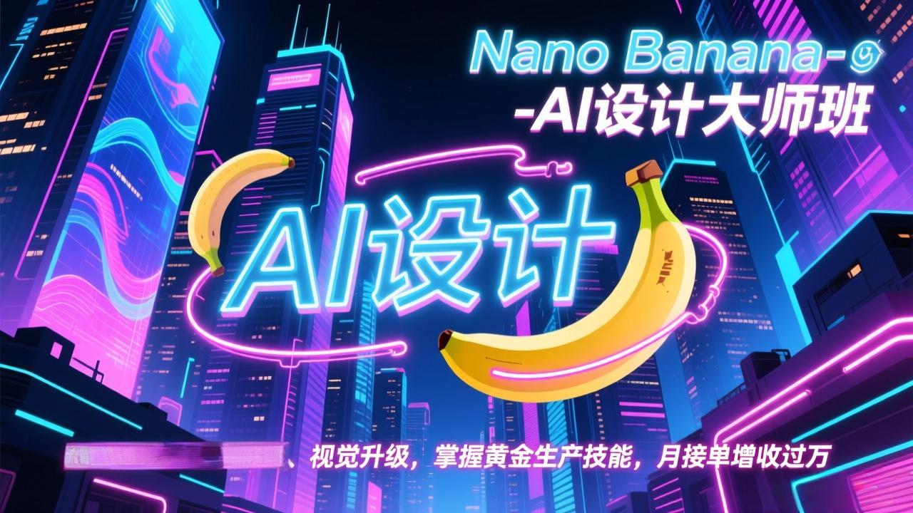 Nano Banana-AI设计大师班，修图合成、广告创作、视觉升级，掌握黄金生产技能，月接单增收过万-乐码云集