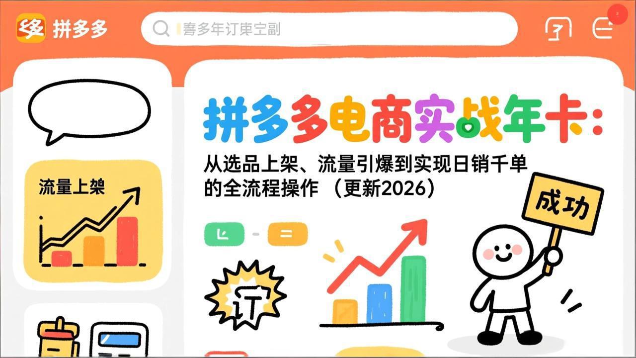 拼多多电商实战年卡：从选品上架、流量引爆到实现日销千单的全流程操作(更新2026-乐码云集
