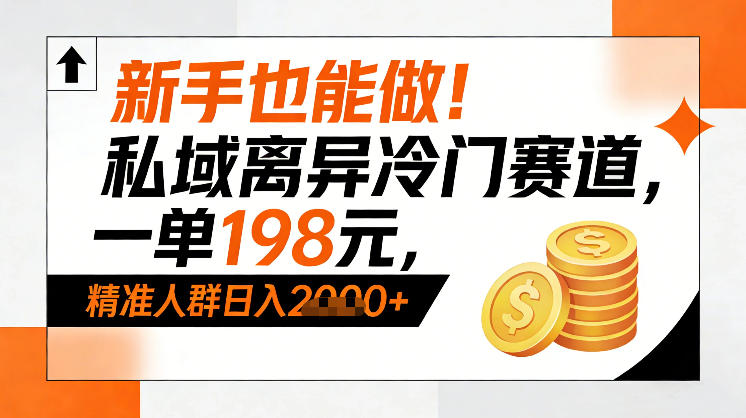 新手也能做！私域离异冷门赛道，一单198，精准人群日入1k+-乐码云集