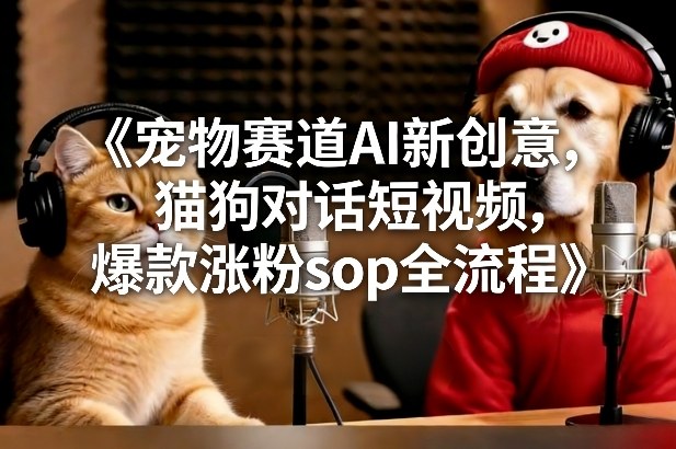 宠物赛道AI新创意，猫狗对话短视频，爆款涨粉sop全流程-乐码云集