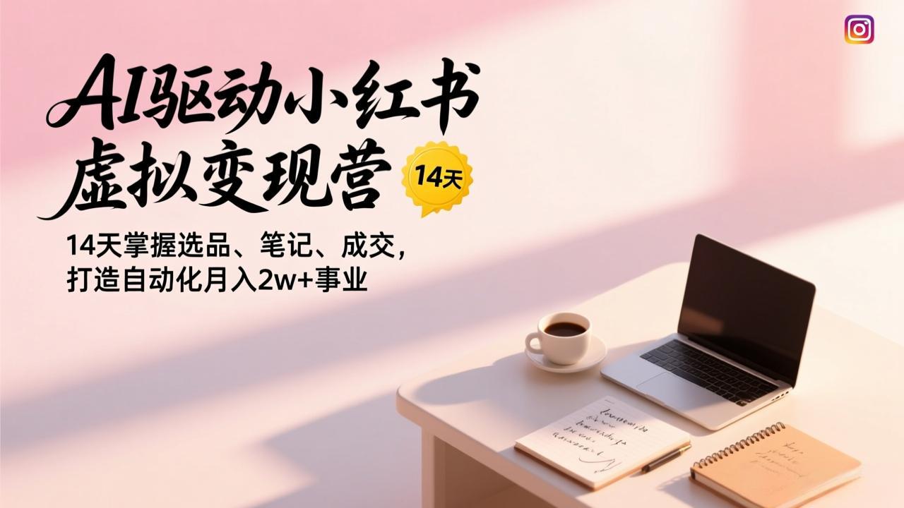 AI驱动小红书虚拟变现营，14天掌握选品、笔记、成交，打造自动化月入2w+事业-乐码云集
