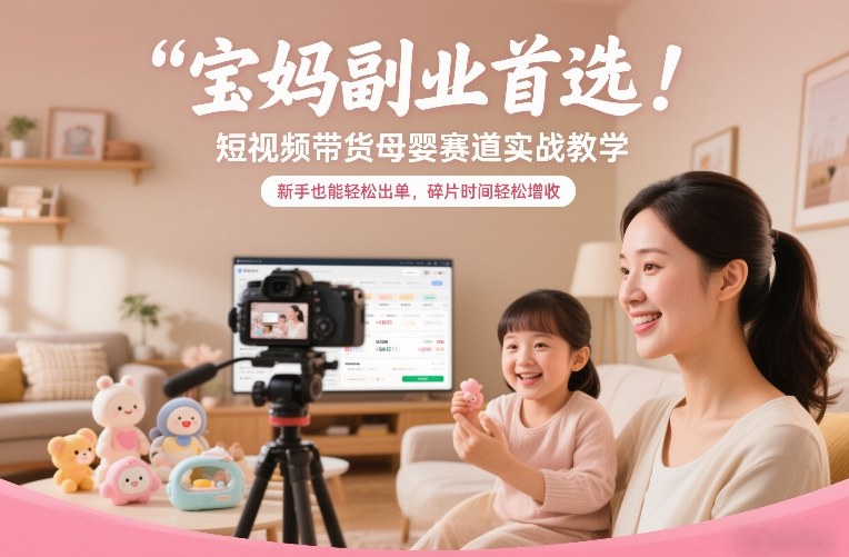 宝妈副业首选！短视频带货母婴赛道实战教学，新手也能轻松出单，碎片时间轻松增收-乐码云集