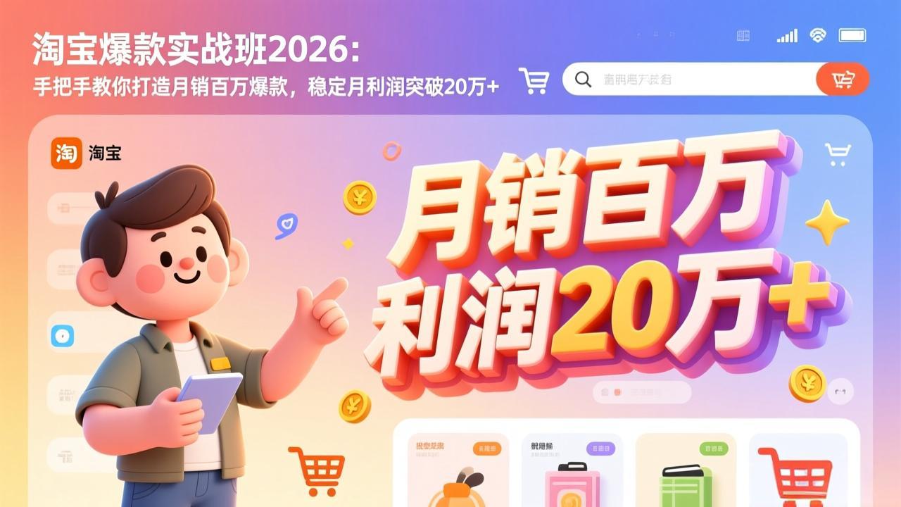 淘宝爆款实战班2026：手把手教你打造月销百万爆款，稳定月利润突破20万+-乐码云集