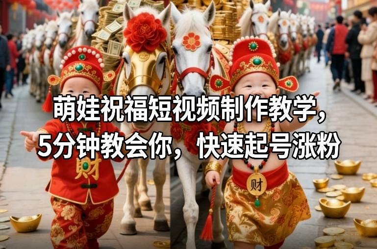萌娃祝福短视频制作教学，5分钟教会你，快速起号涨粉-乐码云集